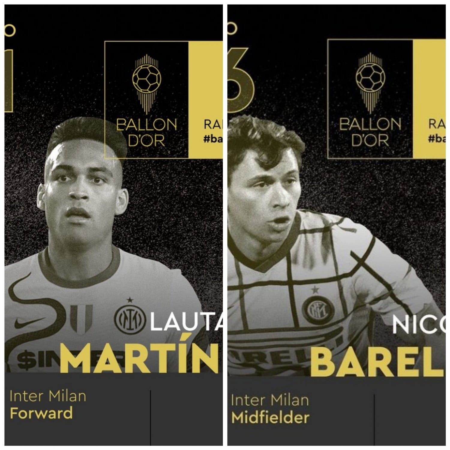 Мартинес и Барелла узнали свои места в итоговом рейтинге Золотого мяча 2021-го года